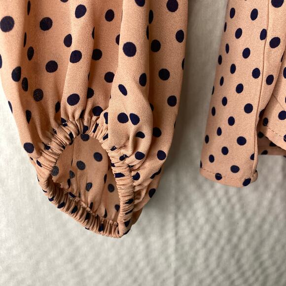 Women's Size Large Polka Dot Blouse with frilled off the shoulder neckline - Picture 6 of 8